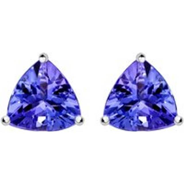 18ct White Gold 0.73ct Tanzanite Trillion Cut Stud Earrings