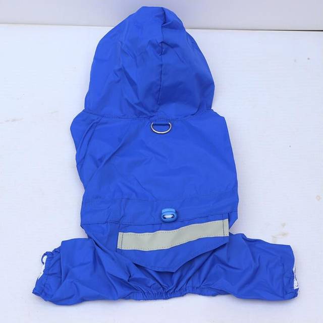 (Green, S) Pet Dog Outdoor Reflective Stripe RainCoat Waterproof Rain Coat Four Feet With Hat
