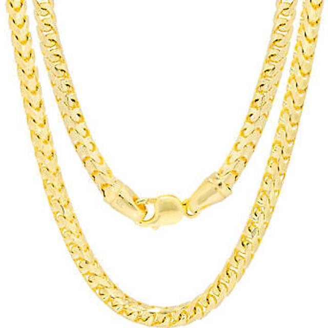 14k yellow gold solid franco 6mm diamond cut spiga chain mens necklace 20"- 30"