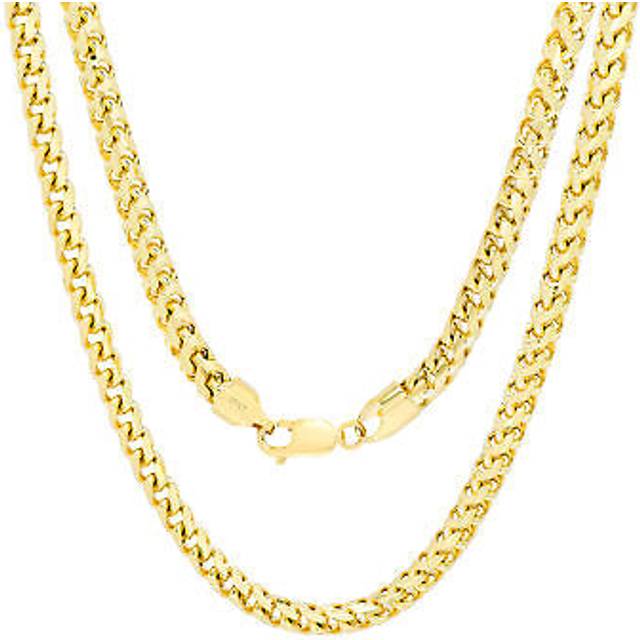 10k yellow gold solid franco 5mm diamond cut spiga chain mens necklace 20"- 30"