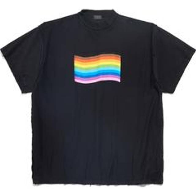 Balenciaga Rainbow Flag Inside-Out T-Shirt Oversized - Black - Unisex - - Main Fabric: 100% Cotton - Trimming: 95% Cotton, 5% Elastane
