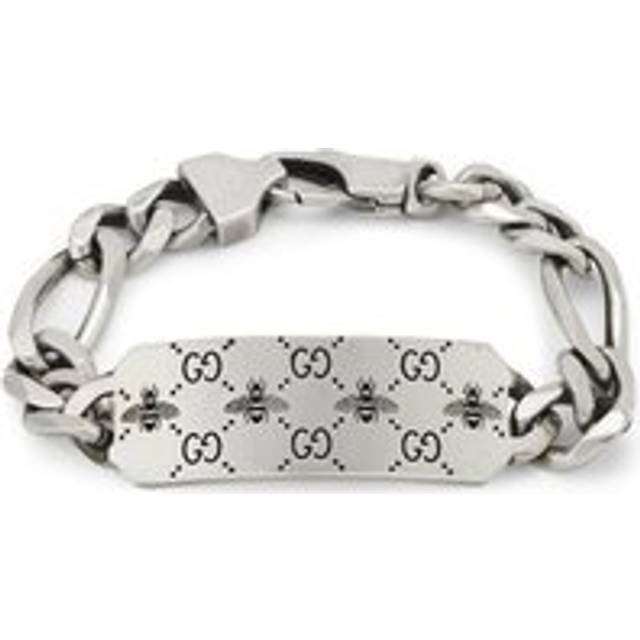 Gucci GG Sterling Silver Engraved Bee Identity Bracelet D - 20cm