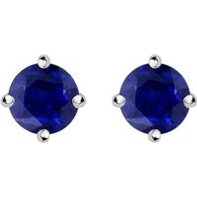 18ct White Gold 1.22ct Sapphire Solitaire Stud Earrings