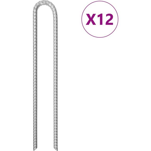 vidaXL Tent Pegs 12 pcs U-shaped 41.5 cm Ø12 mm Galvanised Steel