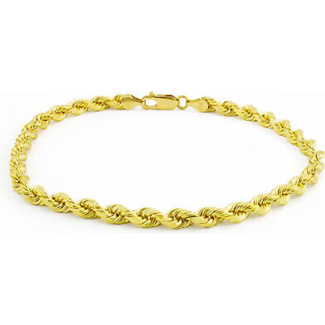 10k yellow gold 5mm diamond cut rope chain bracelet men women 7" 7.5" 8" 8.5" 9"