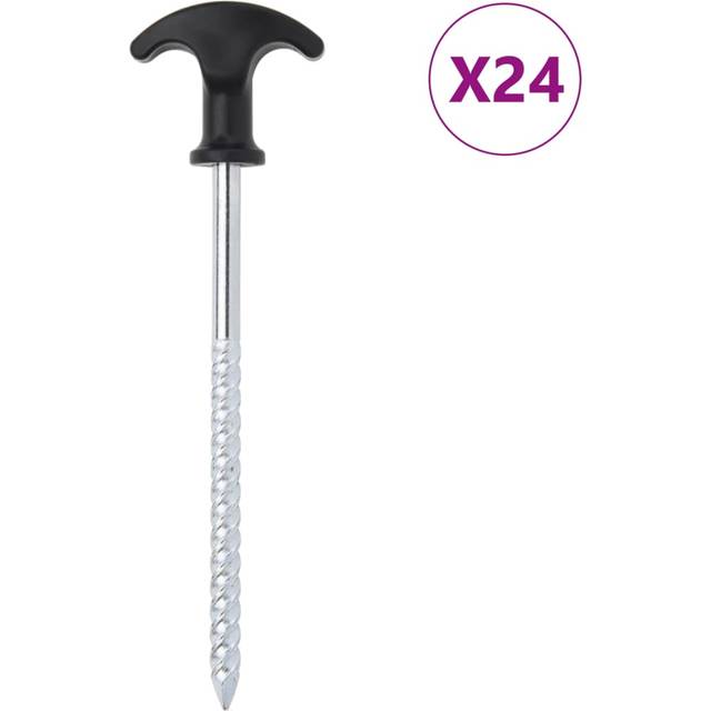 vidaXL Tent Pegs 24 pcs 17 cm Ø7 mm Galvanised Steel