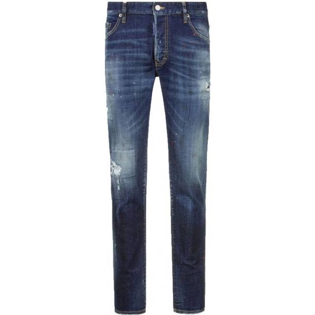Dsquared2, Jeans, Herr, XL, Bomull, Raka Långbyxor med Rak Passform