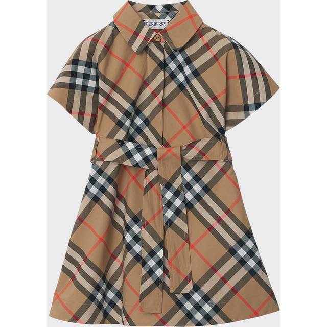 Vintage Check-Pattern Tied-Waist Dress