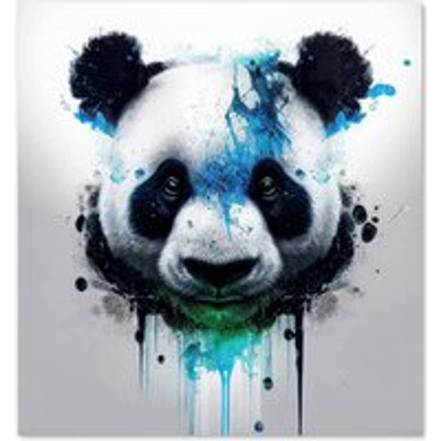Panda Face Splashart Light Background Kitchen Splashback - Blue - 600mm x 650mm