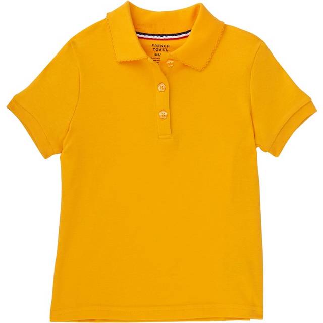 French Toast Little Girls' Toddler Short Sleeve Interlock Polo with Pi