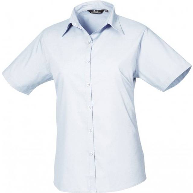 Premier PR302 Women&apos;s Short Sleeve Poplin Blouse COLOUR: Light Blue, Size: 14