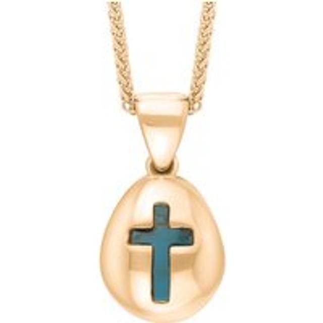 9ct Rose Gold Turquoise Cross Pear Shape Necklace