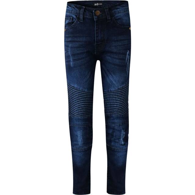 (13-14 Years, Dark Blue) Boys Stretchy Jeans Ripped Drape Panel Denim Pants