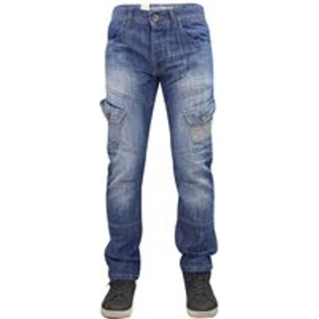 Mens Crosshatch Heavy Duty Cargo Combat Jeans