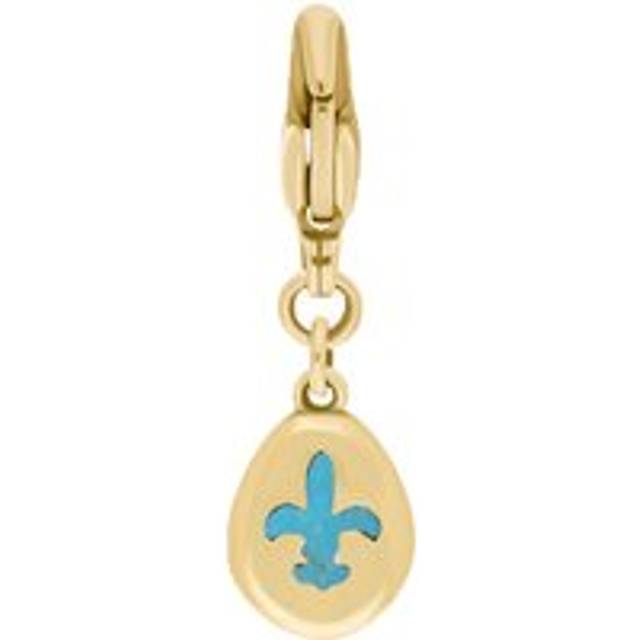 9ct Yellow Gold Turquoise Pear Shaped Fleur De Lis Clip Charm - Option1 Value Yellow Gold