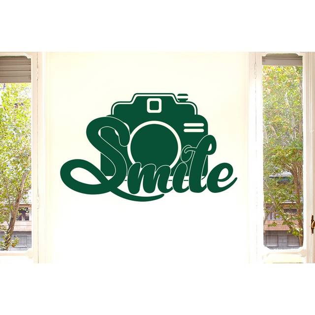 Smile At The Camera Wall Sticker - Dark Green (Medium)
