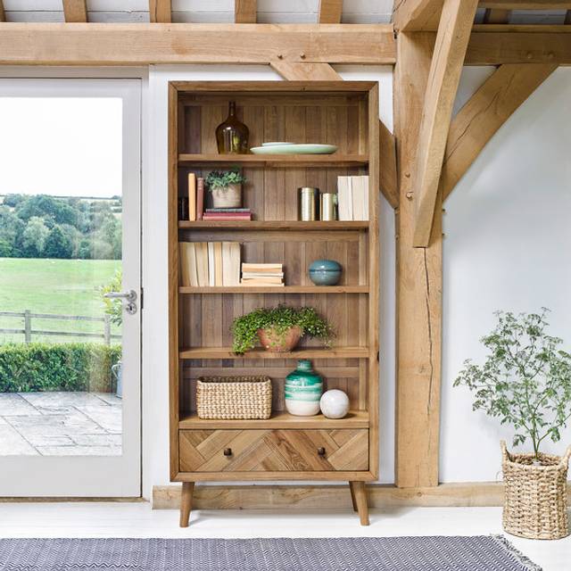 Brushed & Glazed Solid Oak Bookcases - Tall Bookcase - Parquet Range - Oak Furnitureland