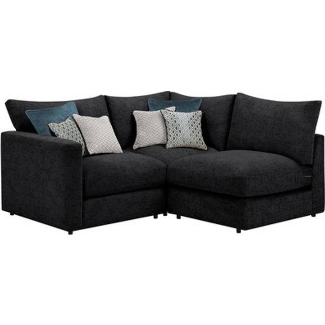 Charcoal Fabric Sofas - Modular 3 Seat Left Hand Corner Sofa - Malvern Range - Oak Furnitureland