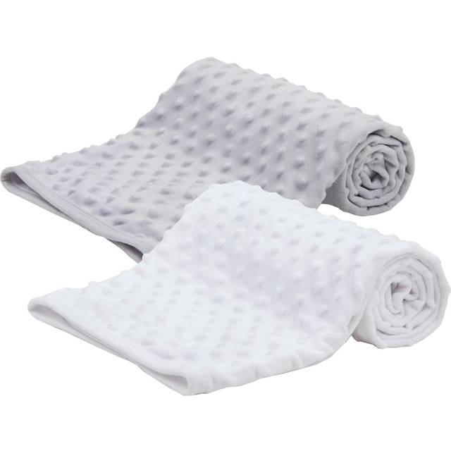 Unisex Babies 2 Pack Soft Fleece Blanket New born Baby Boys Girls Luxury Bubble Throw Babies White Grey Wrap for Pram Cot Buggy Moses