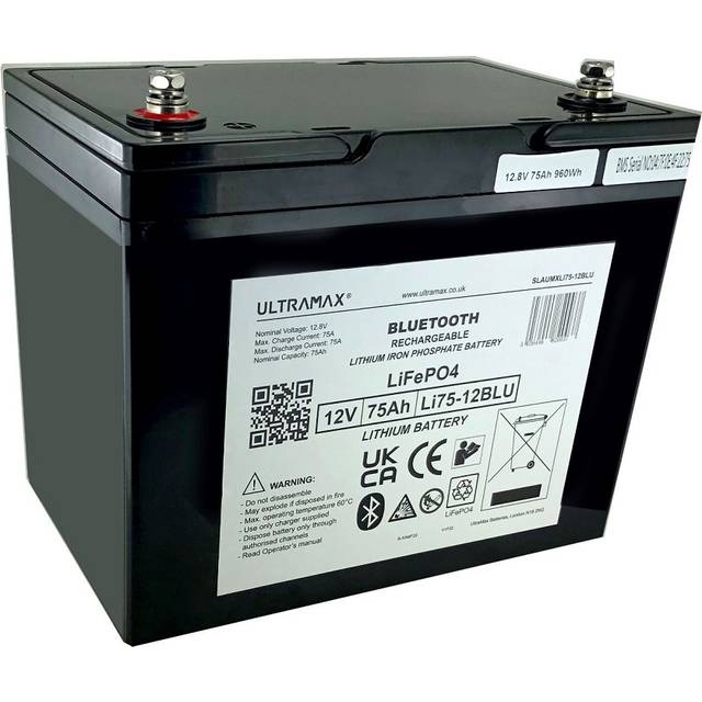 Ulltramax Lithium LiFePO4 Battery 12V 75Ah with Bluetooth