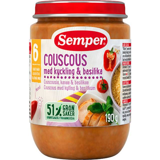 Semper Couscous med kyckling & basilika 6M 190 g
