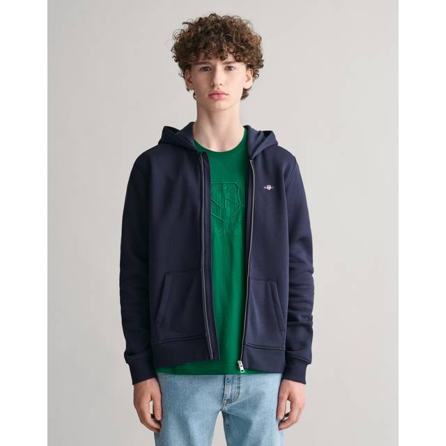GANT Unisex barn sköld dragkedja huvtröja huvtröja, Kvällsblå, 170