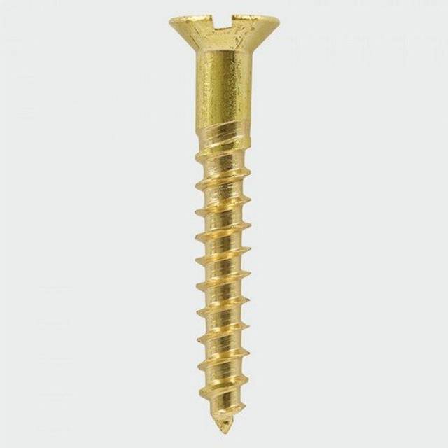 "TIMco 12212CBS Brass Woodscrew Slotted CSK 12 x 2.1/2"" Box of 200"