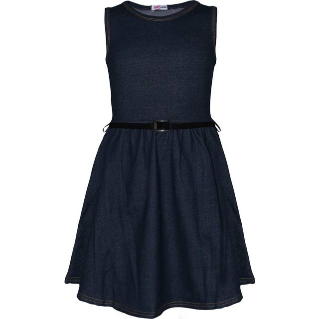 Kids girls skater dress denim party fashion top dance stretchy dresses 5-13 year