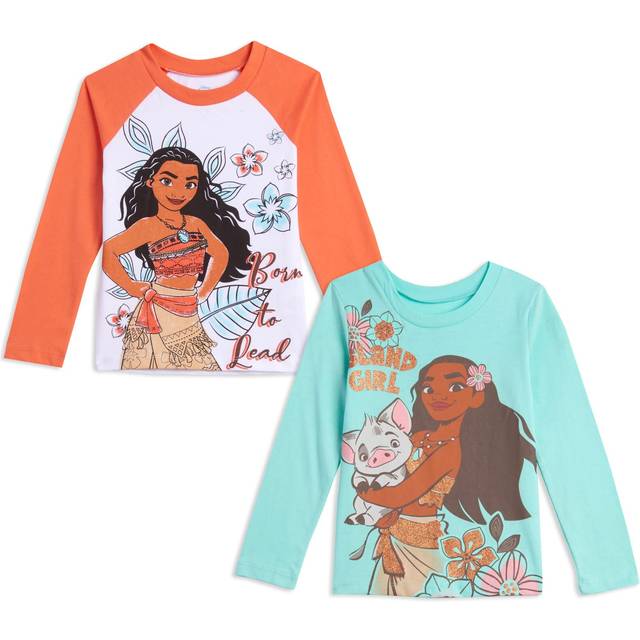 Disney Moana Toddler Girls 2 Pack T-Shirts White/Blue 4T