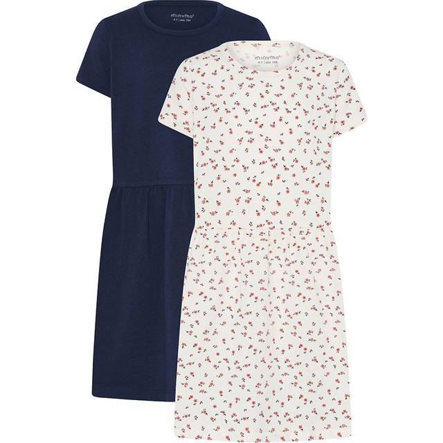 Minymo - 2-pack Klänning Dark Navy - Marinblå