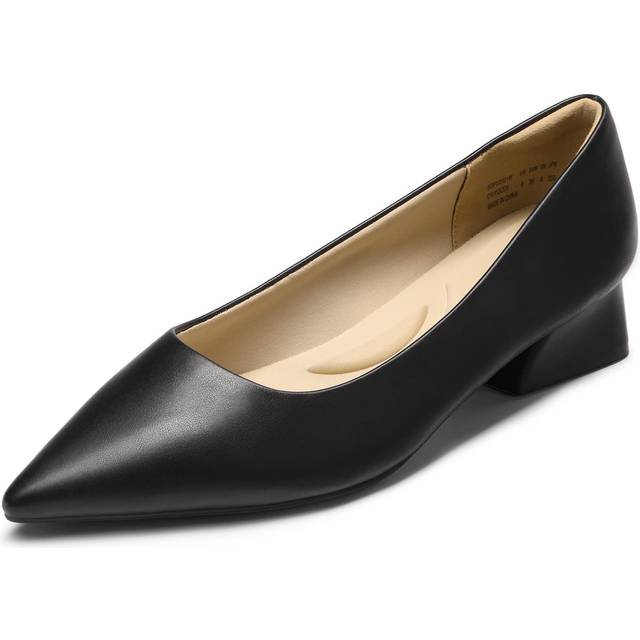 DREAM PAIRS Womens Adina Chunky Heels Closed Toe Low Block Work Shoes Pointed Toe Dress Comfortable Wedding Pumps  BlackStone