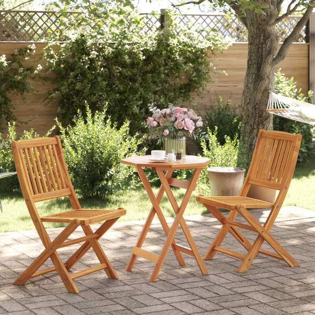 vidaXL 3 Piece Folding Bistro Set Solid Wood Acacia - Brown