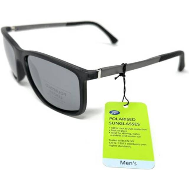 Polarised Sunglasses Black Frame with Grey Arms by Boots 104J