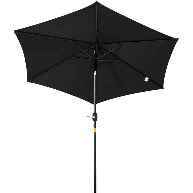 Outsunny Patio Umbrella Parasol Sun Shade Garden Aluminium Black 2.7M | TJ Hughes