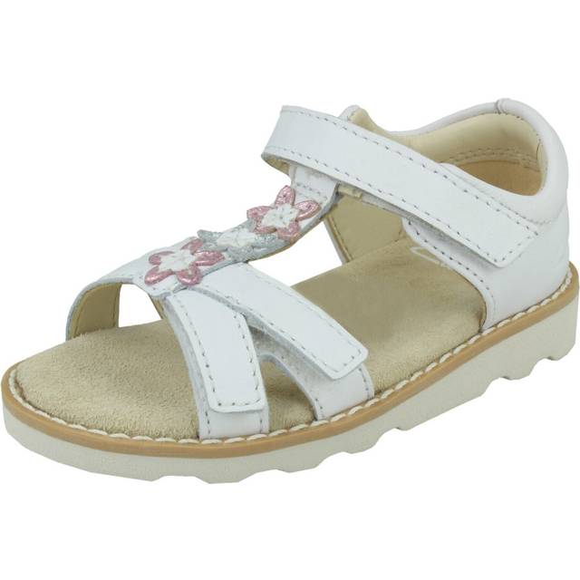 (White, UK 6 Infant) Girls Clarks Casual Sandals Crown Flower