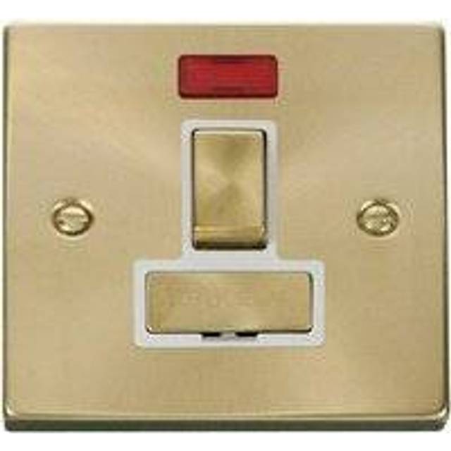 Se Home - Satin / Brushed Brass 13A Fused Ingot Connection Unit Switched With Neon - White Trim