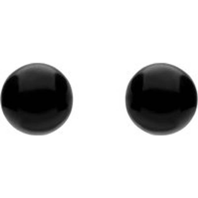 White Gold Whitby Jet 5mm Ball Stud Earrings - 9ct