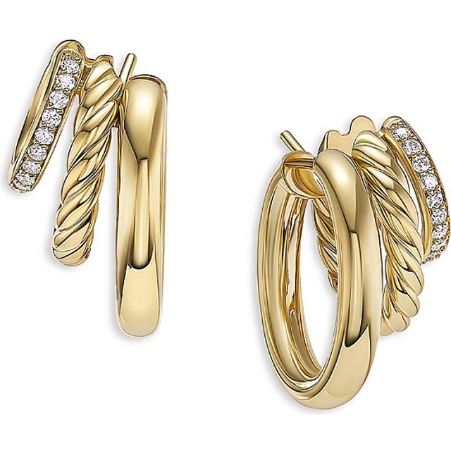 DY Mercer™ Multi Hoop Earrings in 18ct Yellow Gold with Diamonds, 21mm