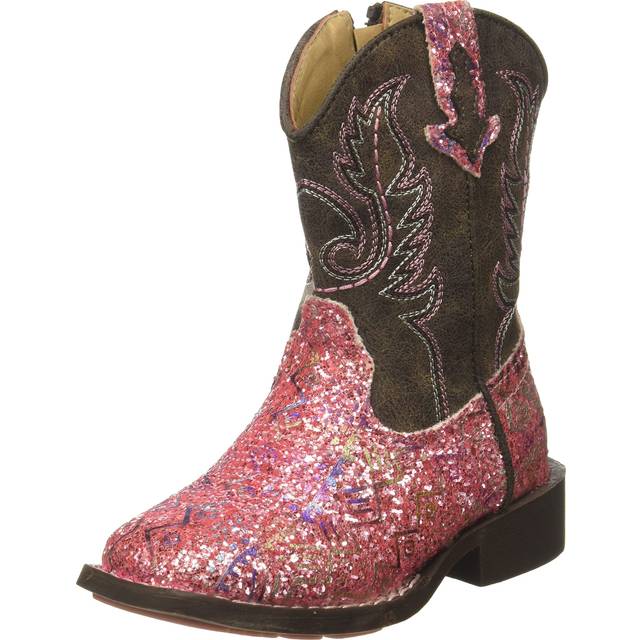 Roper Infants Cowbabies Glitter Aztec Boot  Pink  1