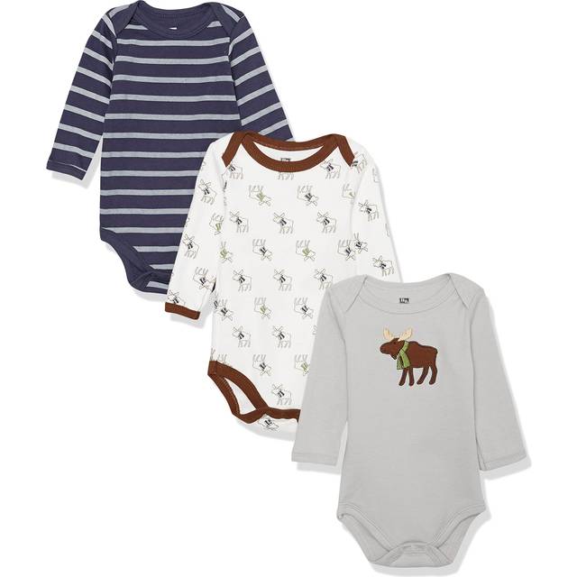 Hudson Baby Unisex Baby Cotton Long-sleeve Bodysuits  Blue Moose  0-3 Months US