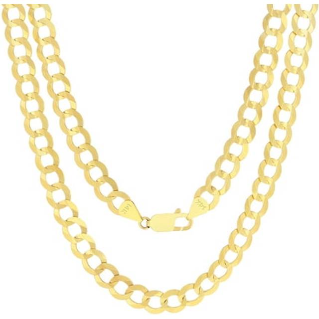 14k Yellow Gold 8mm Mens Solid Curb Cuban Chain Necklace Italian Made 18- 30