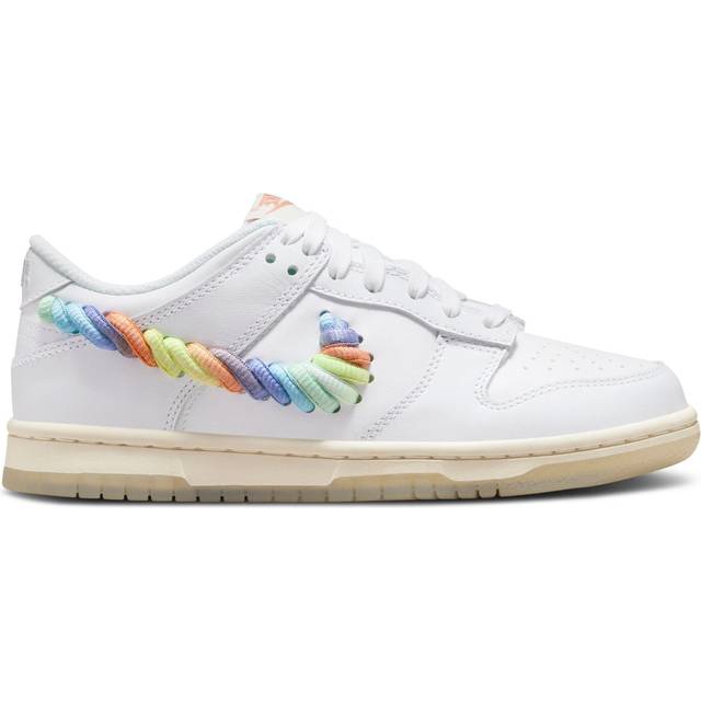 (GS) Nike Dunk Low 'Rainbow Swoosh' FN4861-100 - White/Multi-Color/Dark Pony - 3.5Y