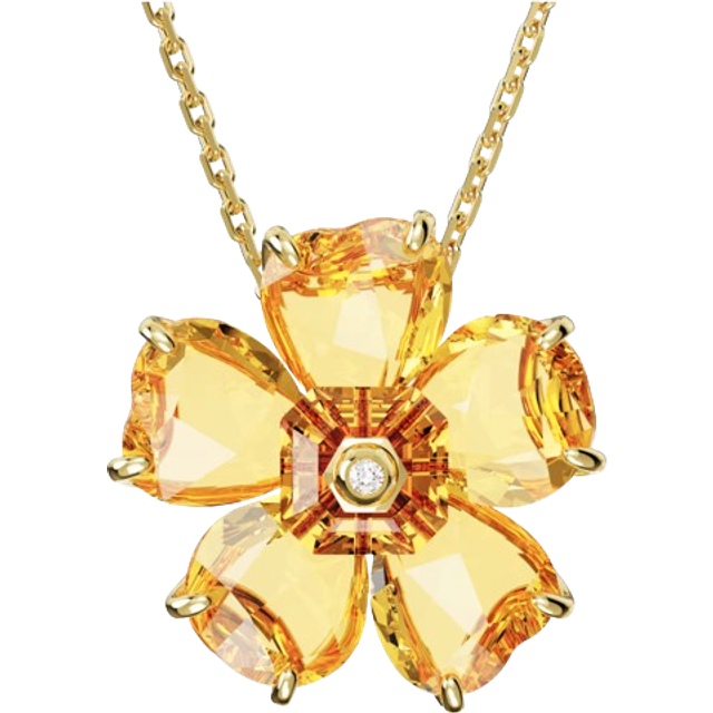 Idyllia necklace, Flower, Yellow, Gold-tone plated - OS