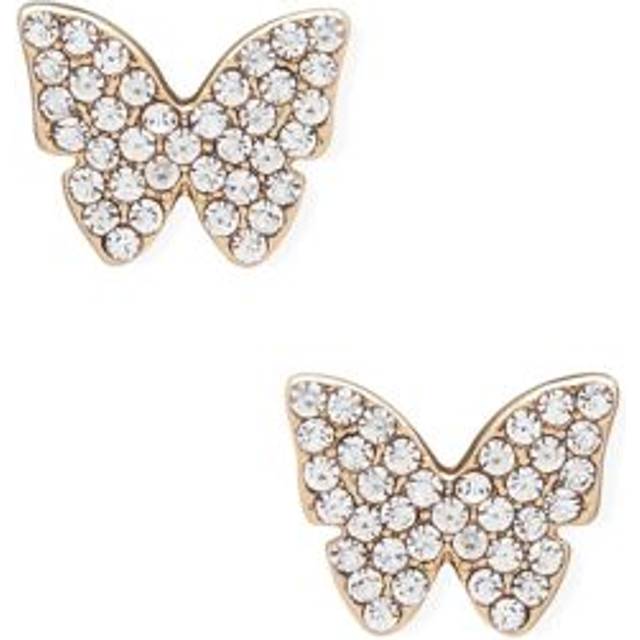 DKNY Silver Coloured Crystal Butterfly Stud Earrings