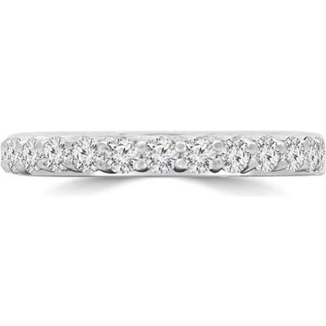 Majesty Diamonds MD230288-5 0.8 CTW Round Diamond 0.75 Way Shared-Prong Semi-Eternity Anniversary Wedding Band Ring in 14K White Gold - Size 5