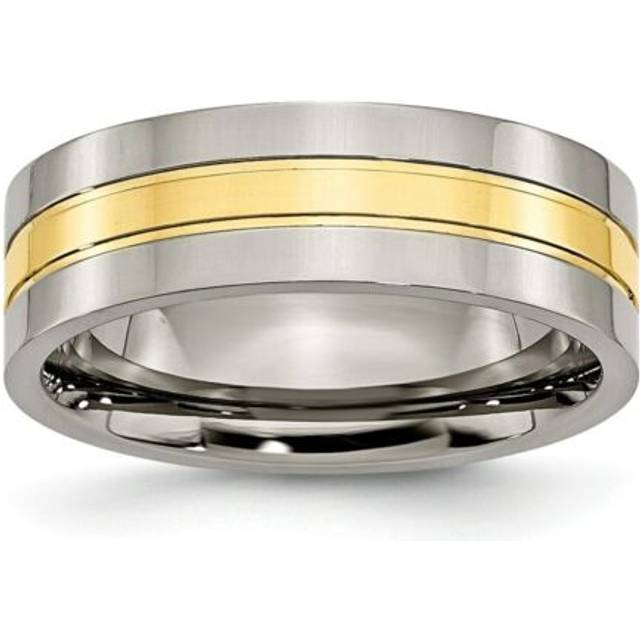 Chisel TB176-9.5 7 mm Titanium Yellow IP-plated Grooved Polished Band, Size 9.5 - Silver