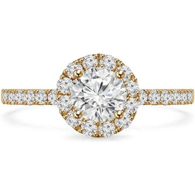 Majesty Diamonds MD240120-5 1.1 CTW Round Diamond High Set Halo Engagement Ring in 14K Yellow Gold - Size 5