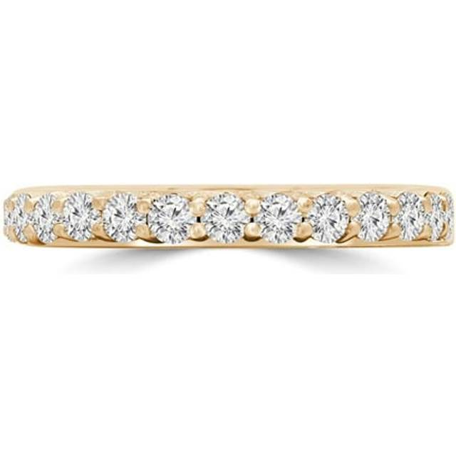 Majesty Diamonds MD230289-3.5 0.8 CTW Round Diamond 0.75 Way Shared-Prong Semi-Eternity Anniversary Wedding Band Ring in 14K Yellow Gold - Size 3.5