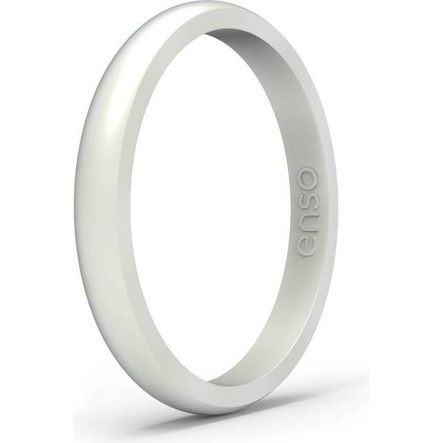 Enso Rings Halo Elements Silicone Ring - Stackable Wedding Engagement Band - Thin Minimalist Band - 2.54mm Wide, 1.5mm Thick - Pearl-Colored, Size 3