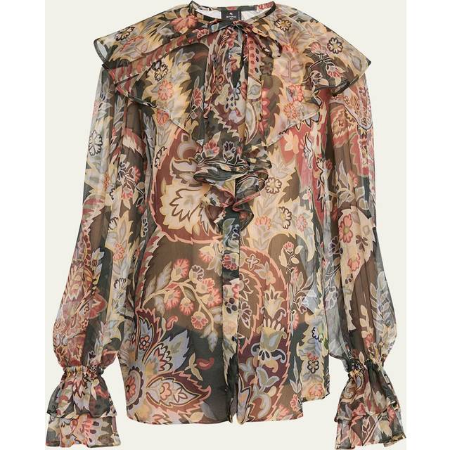 Etro Printed ruffled silk blouse - multicoloured (UK 10)